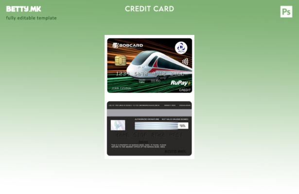 модерен стил Индија Шаблон за кредитна картичка Baroda Bank Bobcard IRCTC RuPay